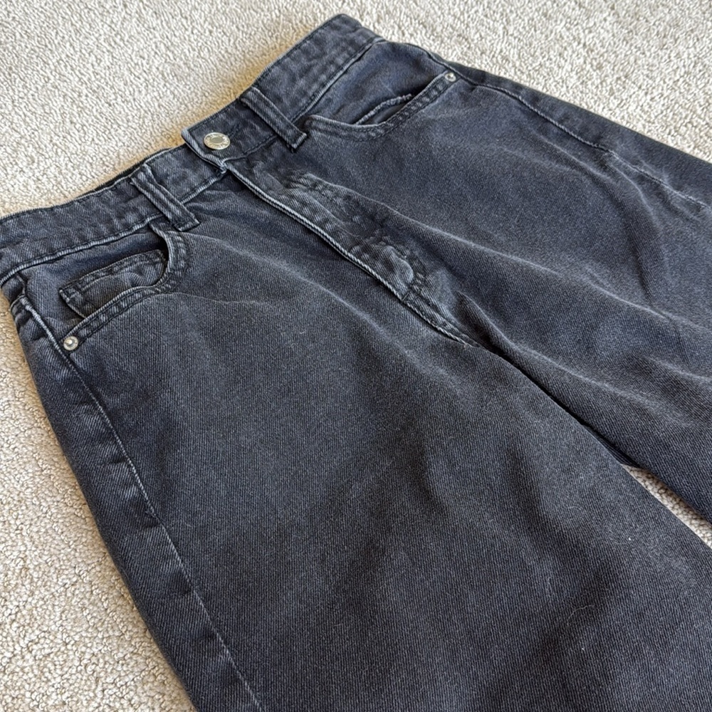 Zara Wide-Leg Cropped Black Denim Jeans - Picture 2 of 7